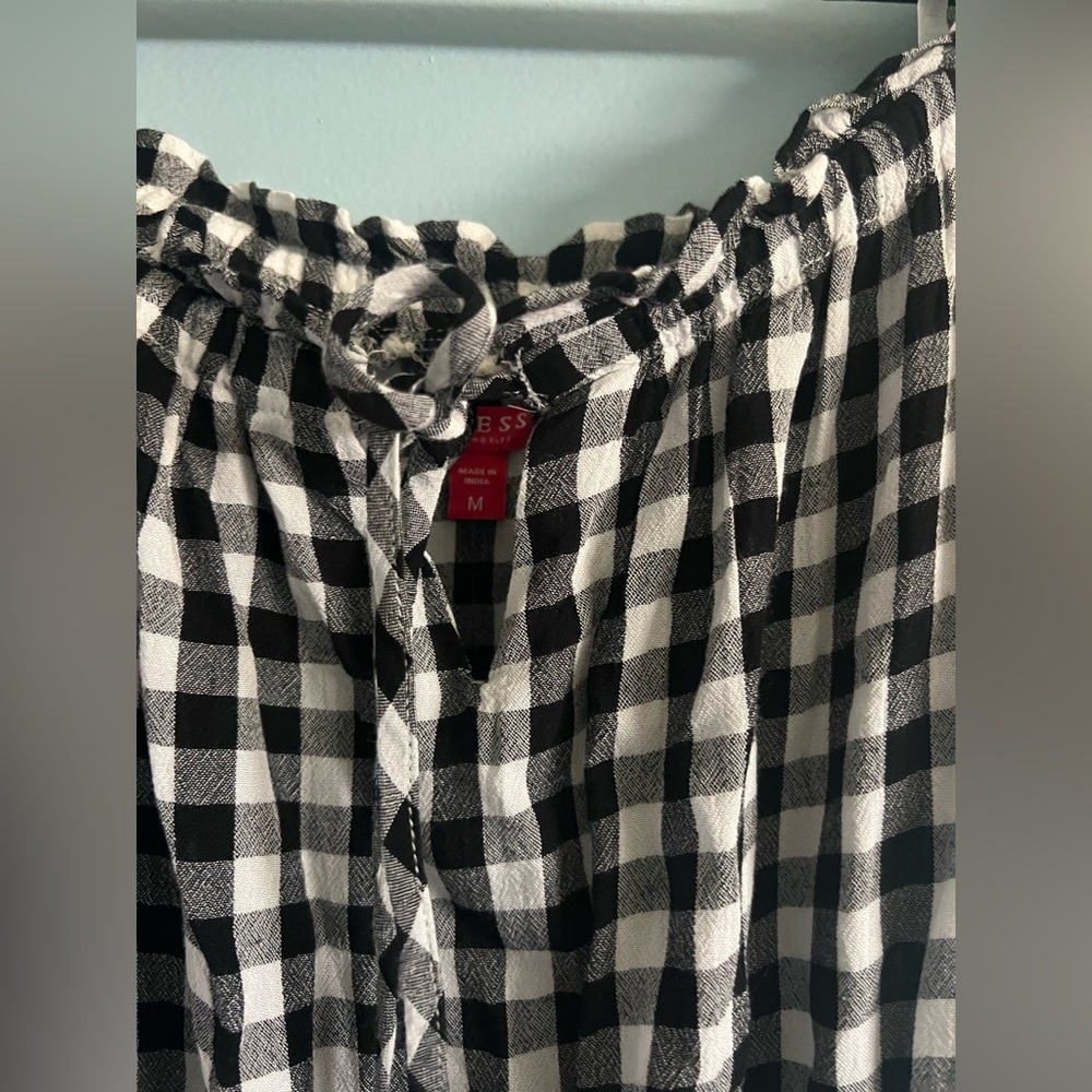 GUESS Romper Black & White Gingham Size M NWT 🏷️ has pockets!! - Picture 14 of 15